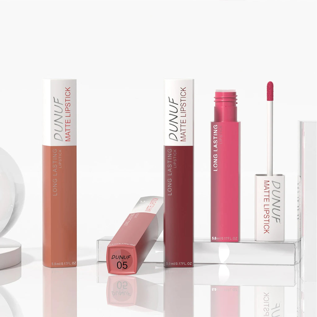 Long-Lasting Lip Gloss 1pcs: Matte Lipstick Non-Stick Cup Waterproof Nude Deep Red Mauve Christmas And Valentine's Day Gifts