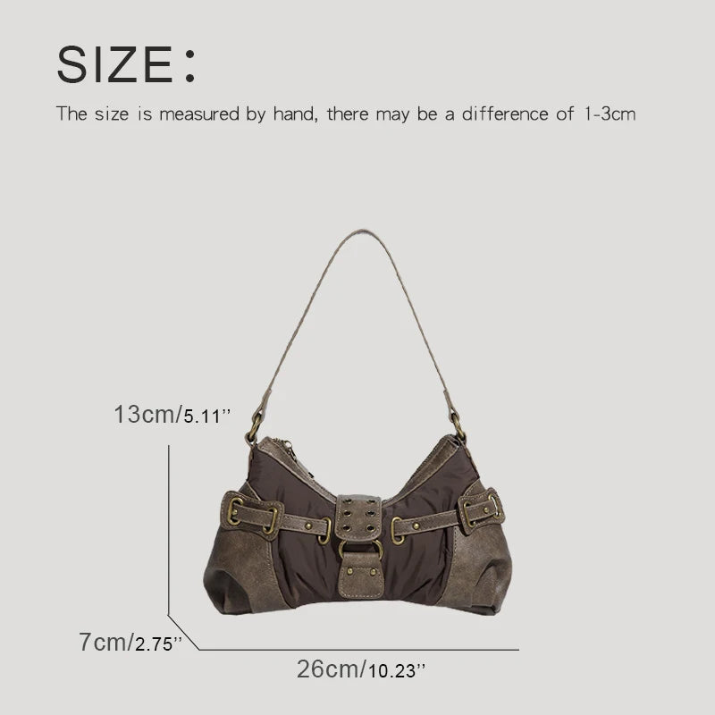England Style Bags For Women Luxury Designer Handbags And Purses 2024 New In Polyester Vintage Rivet Small Underarm Shoulder Bag