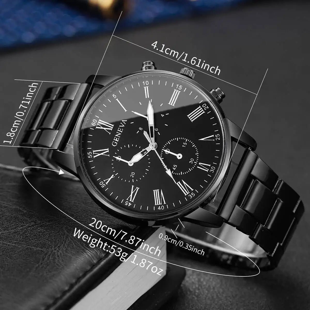 Mens Business Watches Fashion Quartz Wrist Watch for Man Black Clock Reloj Hombre（Without Box）