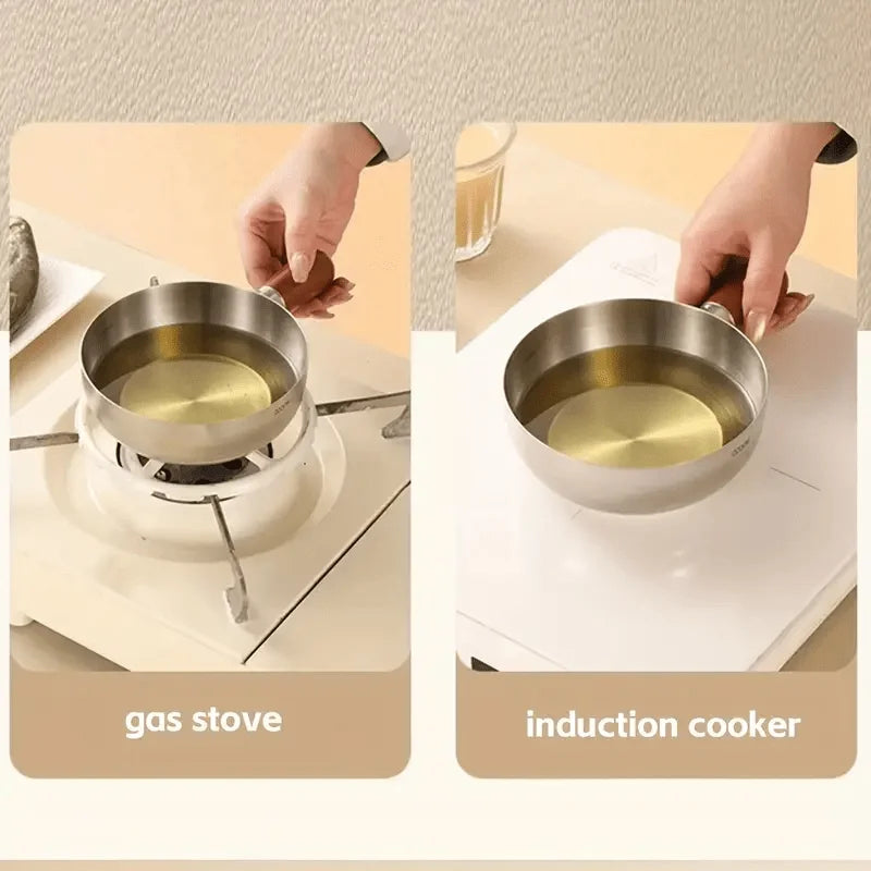 Pasta Cooker with Wooden Handle, Induction Compatible & Even Heat Distribution, Non-Slip Base Pot for Dorm & Office