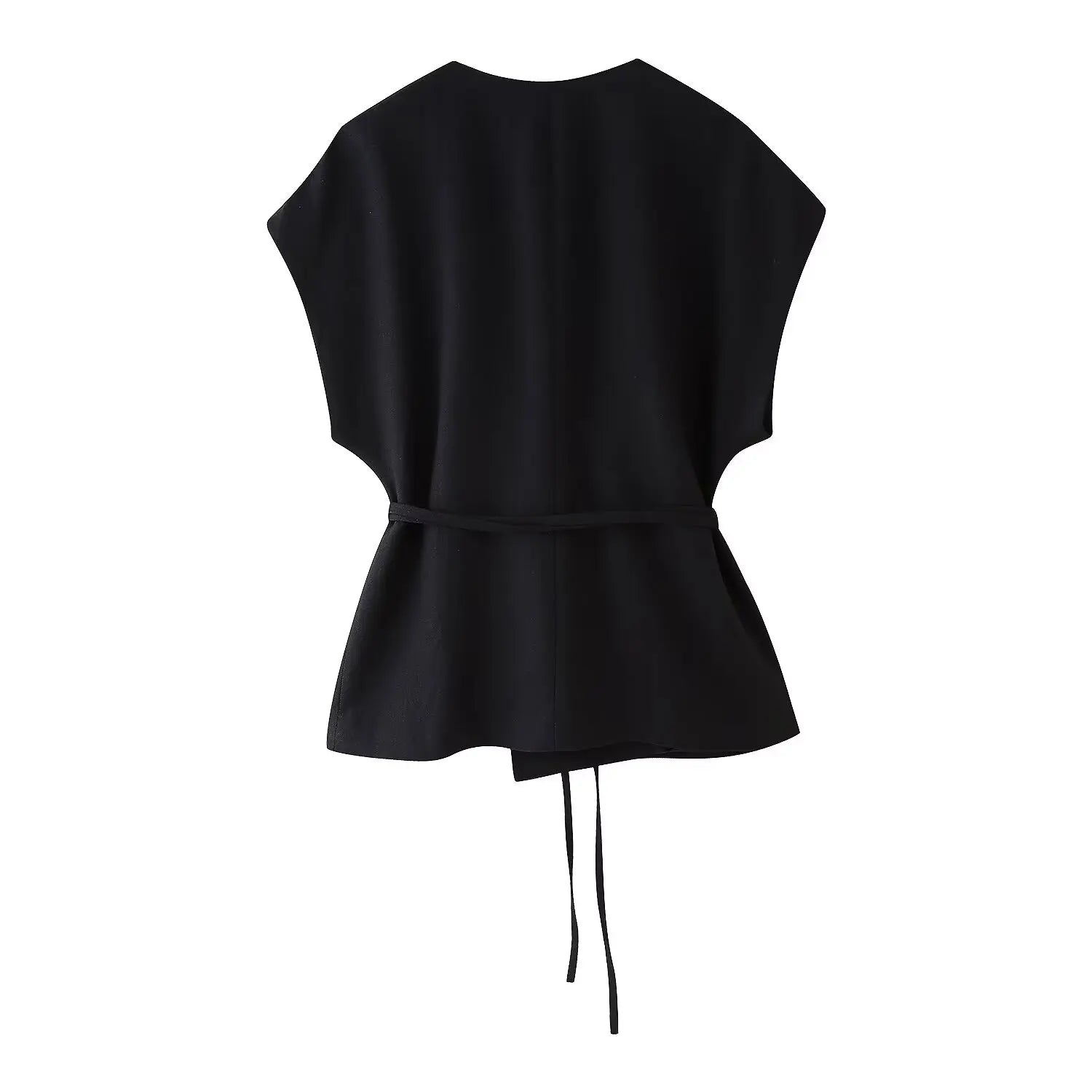 HH Women Summer Elegant Suits Flax Blended Double-lapel Lace-up Vest Tops Raglan Sleeve Button Decoration Streetwear Vest
