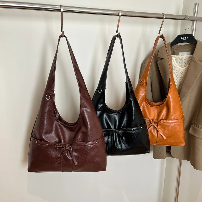 PU Large Capacity Hasp Tote Bags Solid Color High Quality Ladies Bags 2025 Hot Sale Light Luxury Commuting Women's Handbags