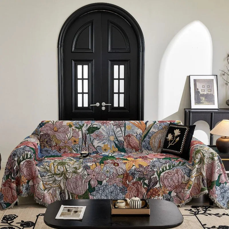 Slipcover American Style Countryside Floral Sofa Towel Sofa Cover Blanket Outdoor Camping Leisure Blanket