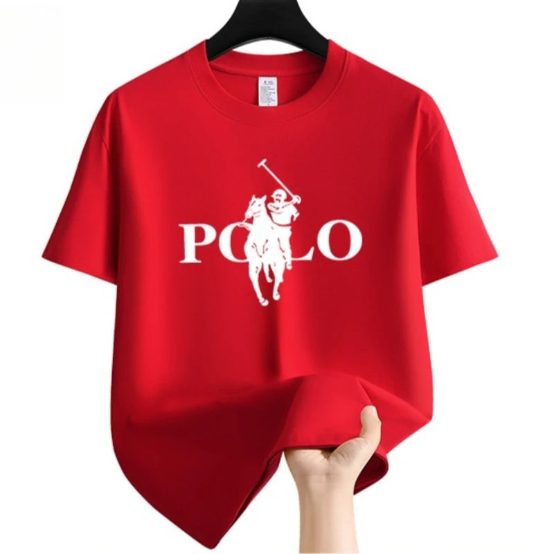 Summer Men's Summer Fashion Brand Clothing  Casual Business Shorts Loose Sleeve Versatile Round Neck T-Shirt  Breathable T-Shirt
