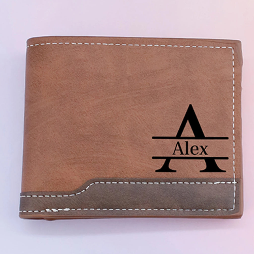 Personalized Wallet With Initial And Name, Customized Mens Wallet,Custom Letter A-Z Monogram Style For Daily Carry,