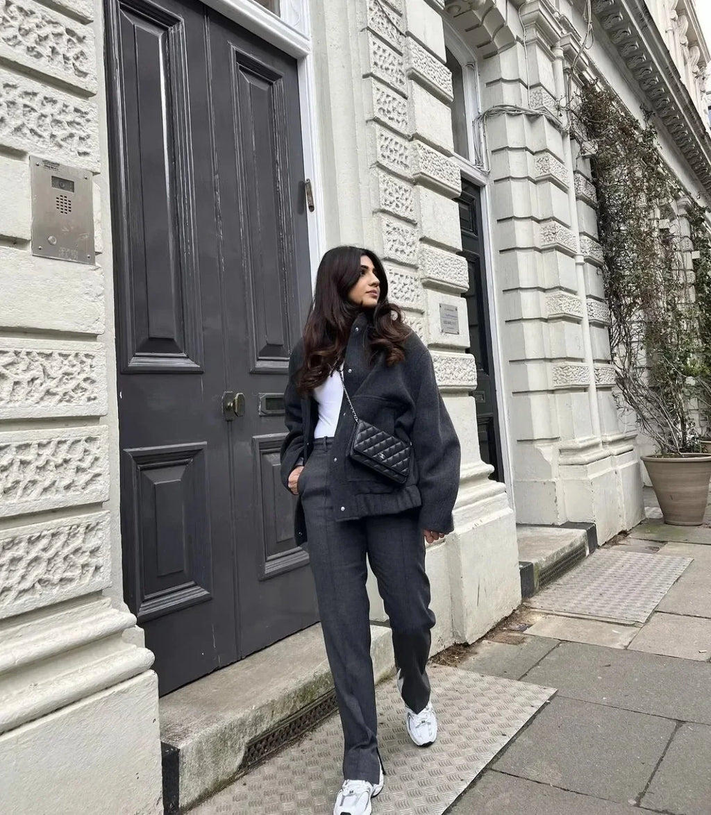 Casual Jackets For Women Fashion Chic Lady Long Sleeves Mock Neck Warm Coat Top Female Autumn Outwear Bomber Jackets Coats