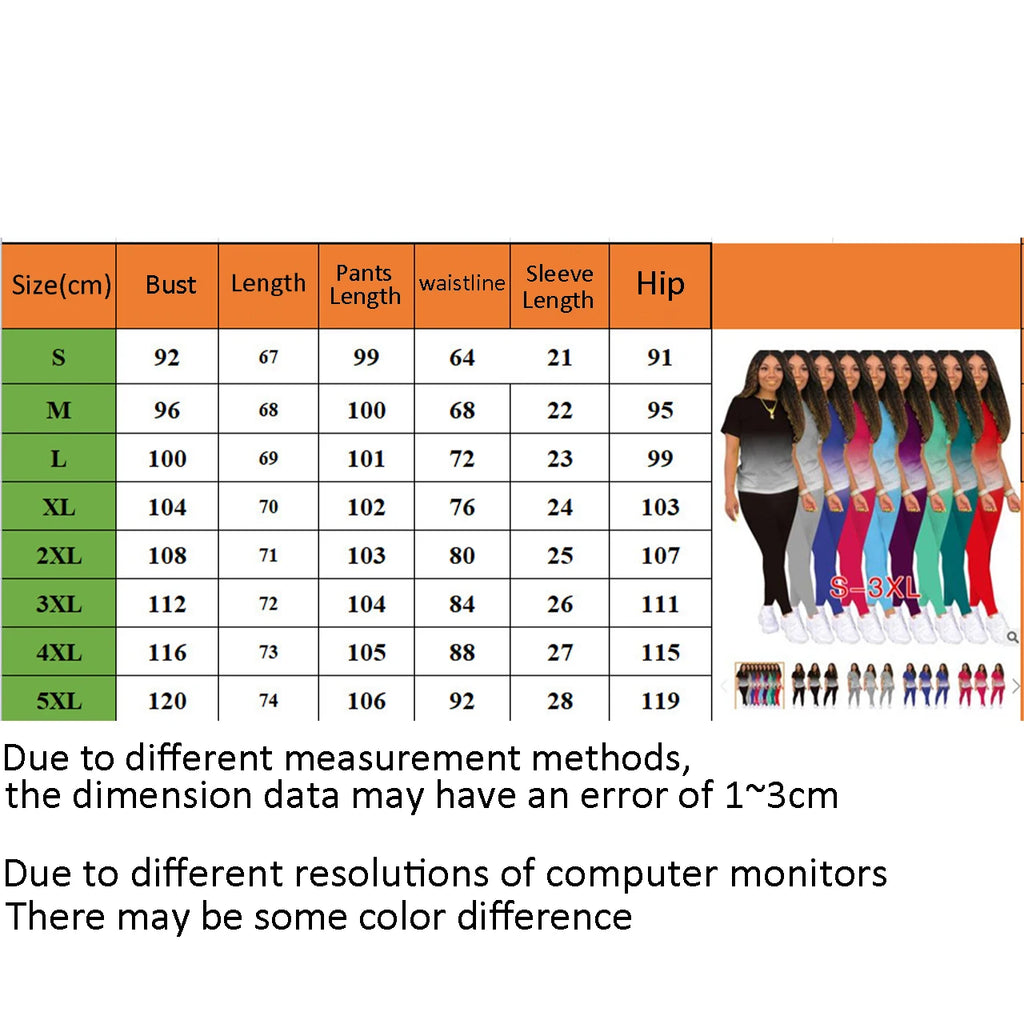 Summer Women Fashion Print Clothes T-shirt and Pants Suit Summer Sport Wear Casual Cotton Yoga Gym Lady Clothes Suit