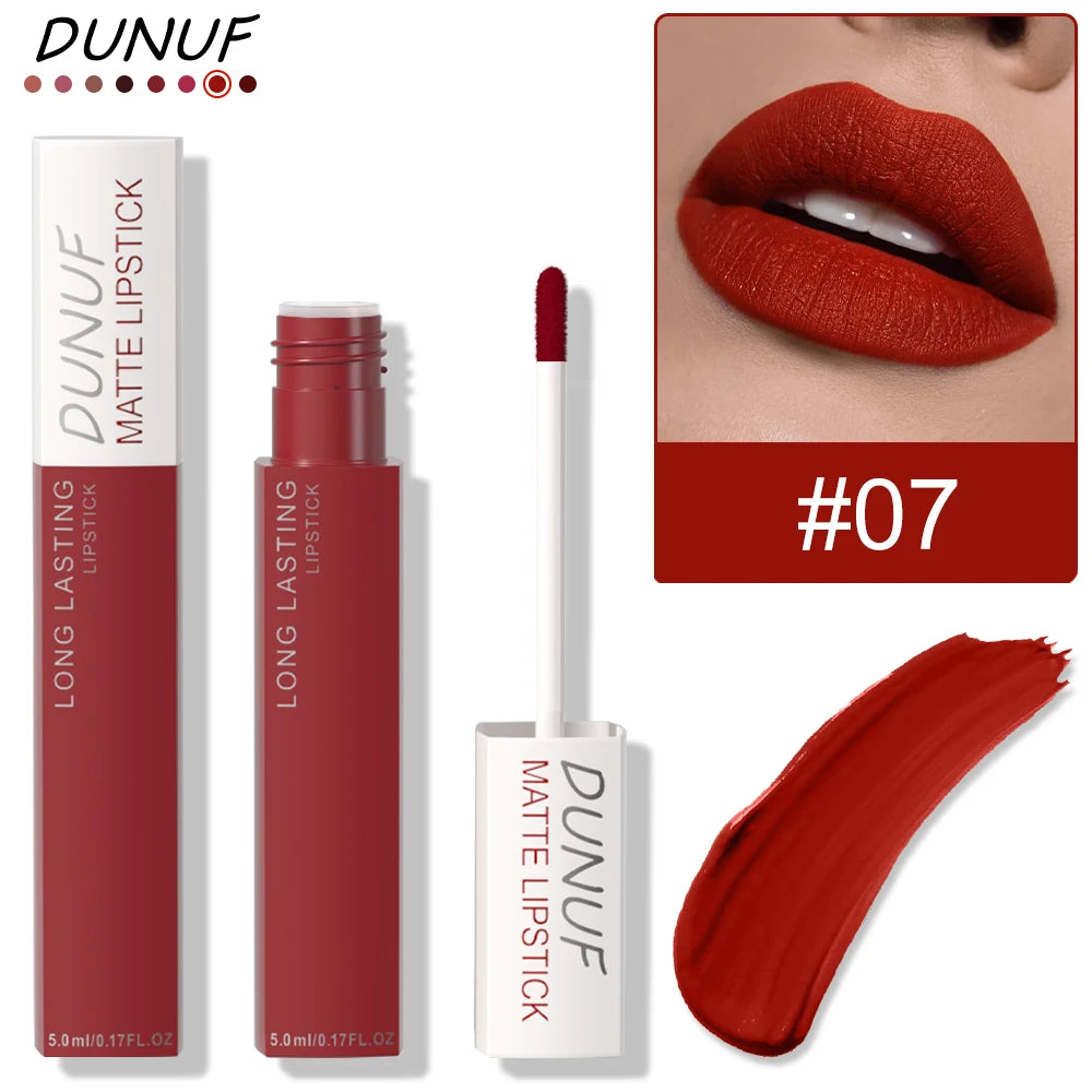Long-Lasting Lip Gloss 1pcs: Matte Lipstick Non-Stick Cup Waterproof Nude Deep Red Mauve Christmas And Valentine's Day Gifts