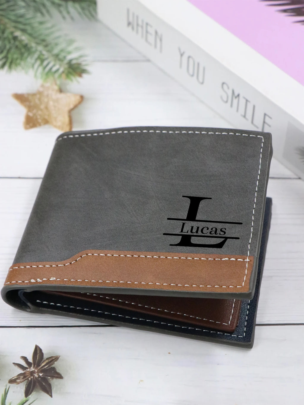 Personalized Wallet With Initial And Name, Customized Mens Wallet,Custom Letter A-Z Monogram Style For Daily Carry,