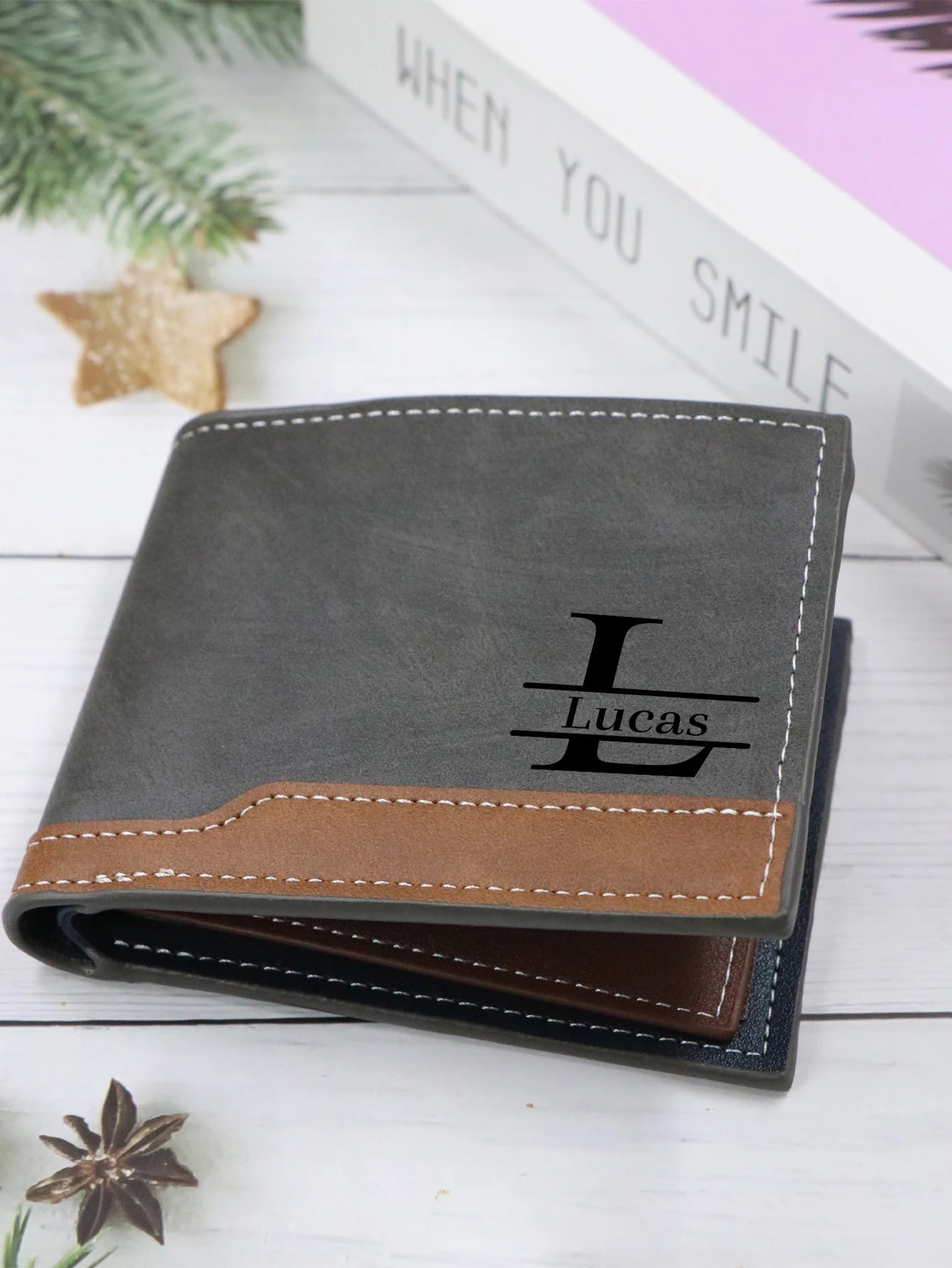 Personalized Wallet With Initial And Name, Customized Mens Wallet,Custom Letter A-Z Monogram Style For Daily Carry,