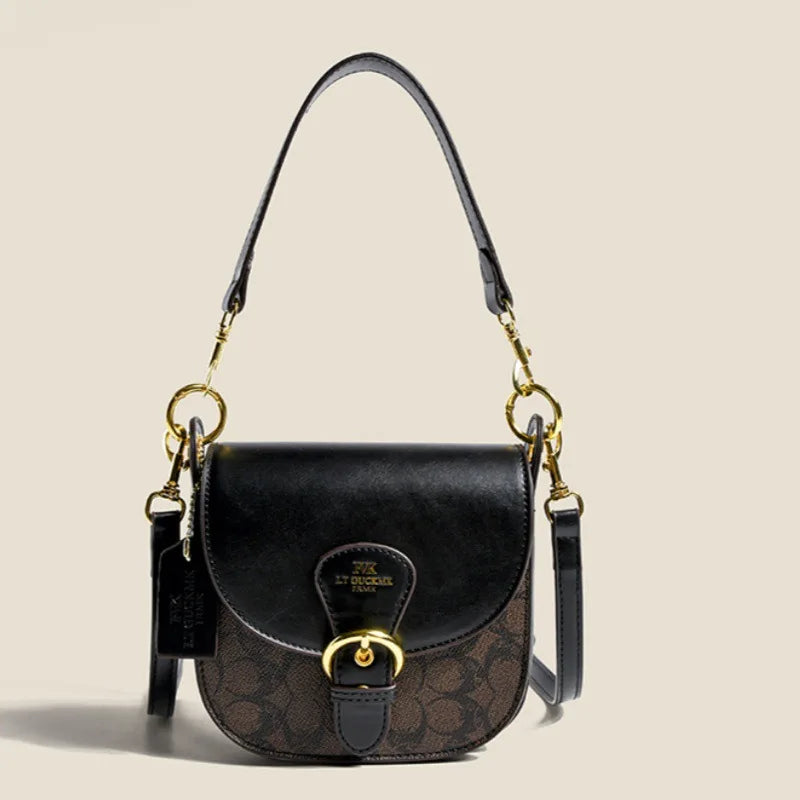 High-end small handbag for women, 2025 new style, printed saddle bag, versatile and fashionable, underarm bag, elegant single sh