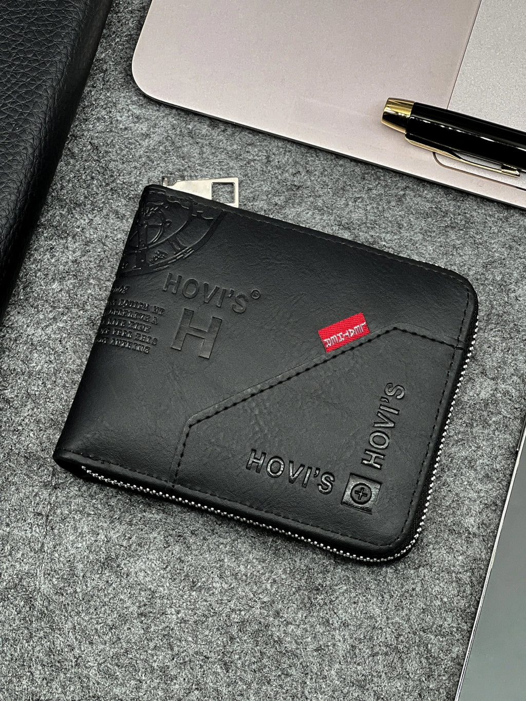 Zippered Slim Mens PU Wallet - Compact Size for Coins & Cards - Business Design