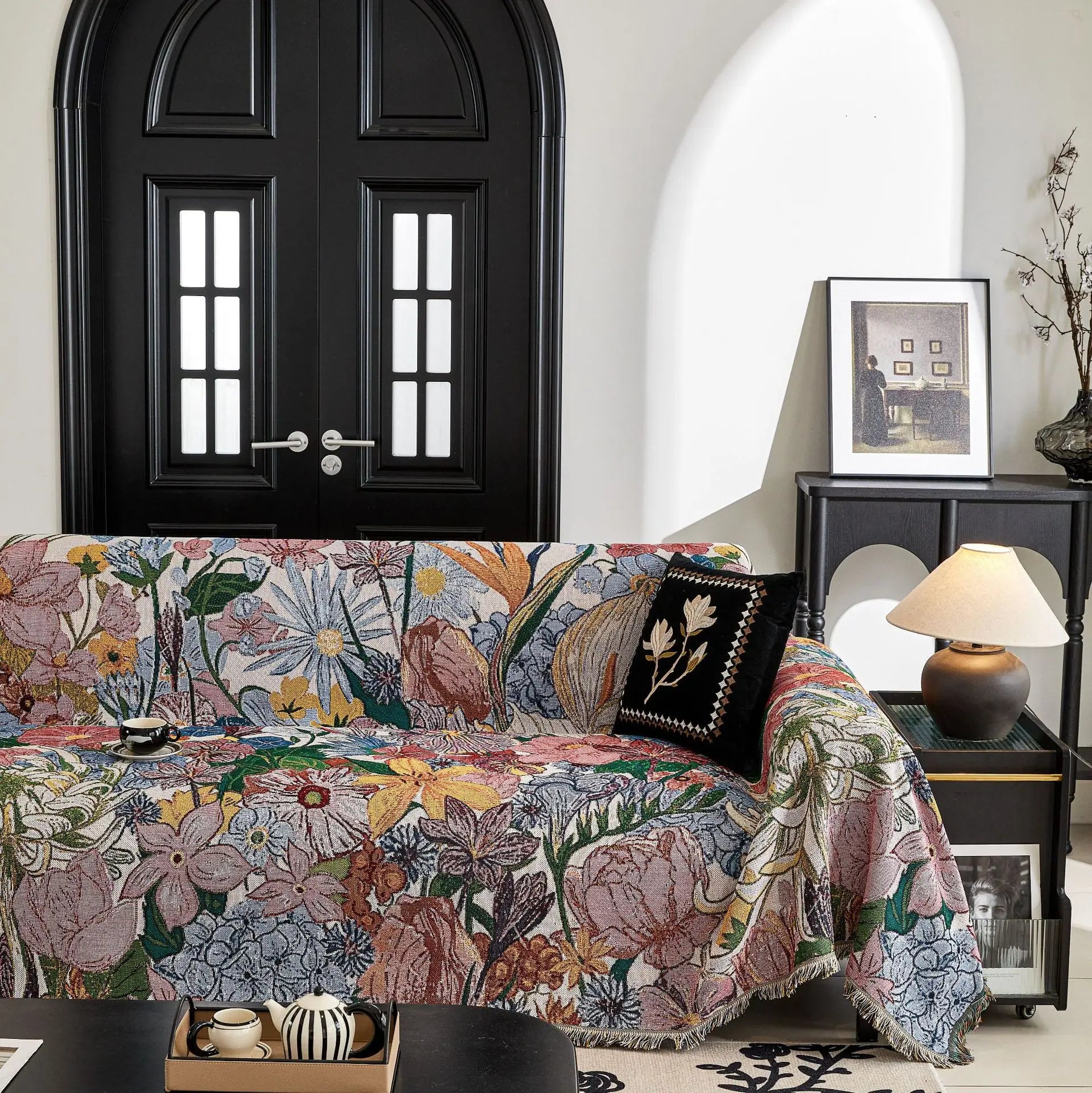 Slipcover American Style Countryside Floral Sofa Towel Sofa Cover Blanket Outdoor Camping Leisure Blanket