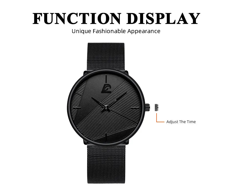 Watches Mens 2023 Minimalist Mens Fashion Ultra Thin Watch Simple Men Business Black Mesh Belt Quartz Wristwatch Reloj Hombre