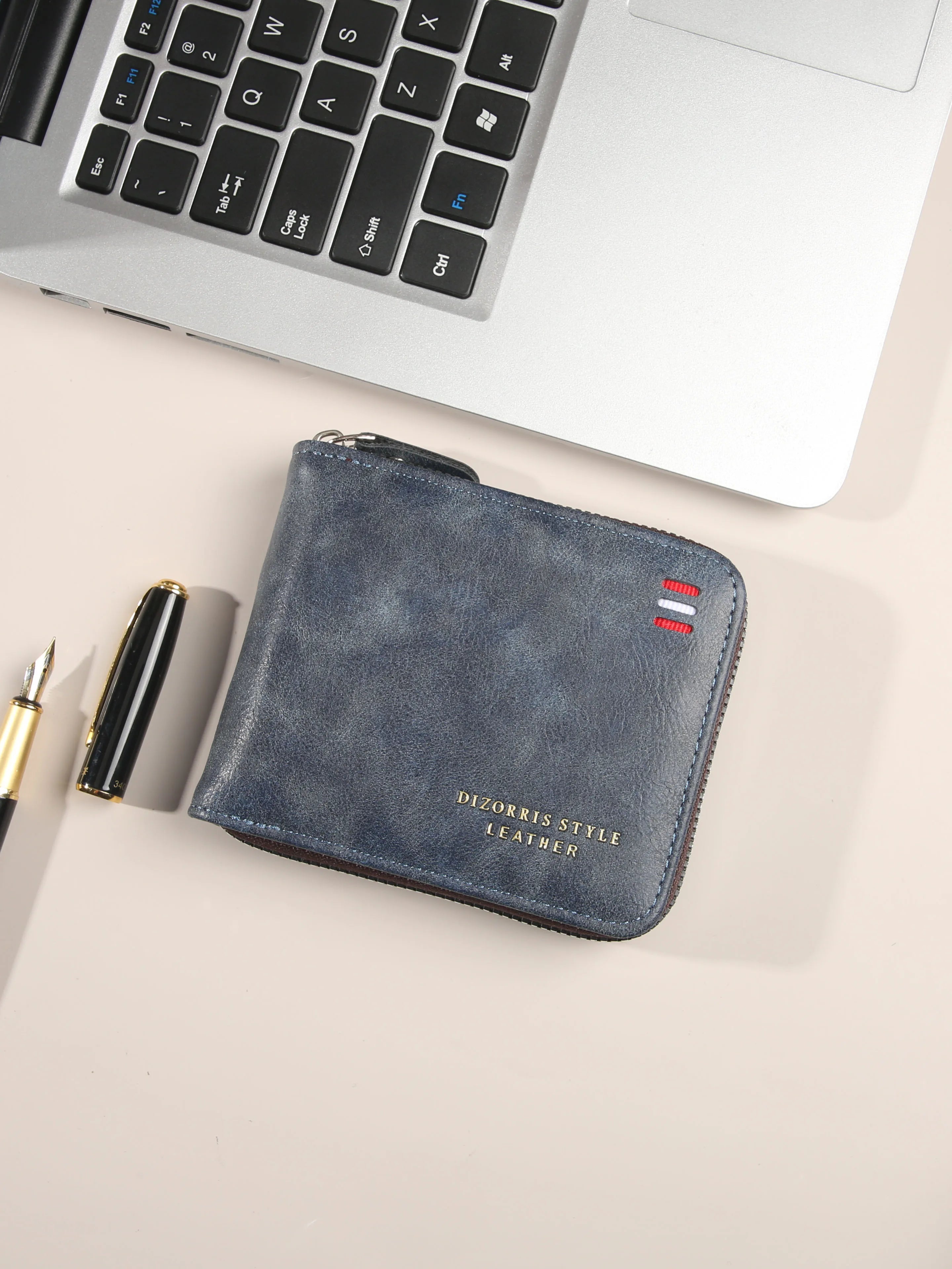 Men's wallet short version 2025 new solid color youth simple three fold wallet multifunctional student zipper coin purse