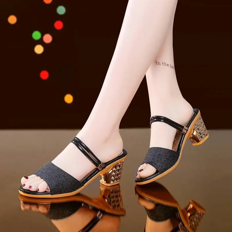 sandalias femininas women fashion comfort spring & summer golden high quality sandals lady elegant silver sexy party shoes a502