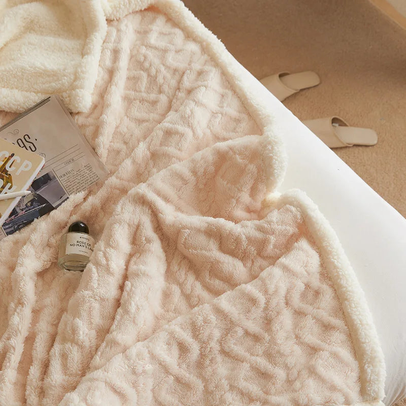 1PC Swaddle Blanket Coral Fleece Blanket Office Nap Blanket Office Bedroom Sofa Blanket Multifunctional Cushion Travel Blanket