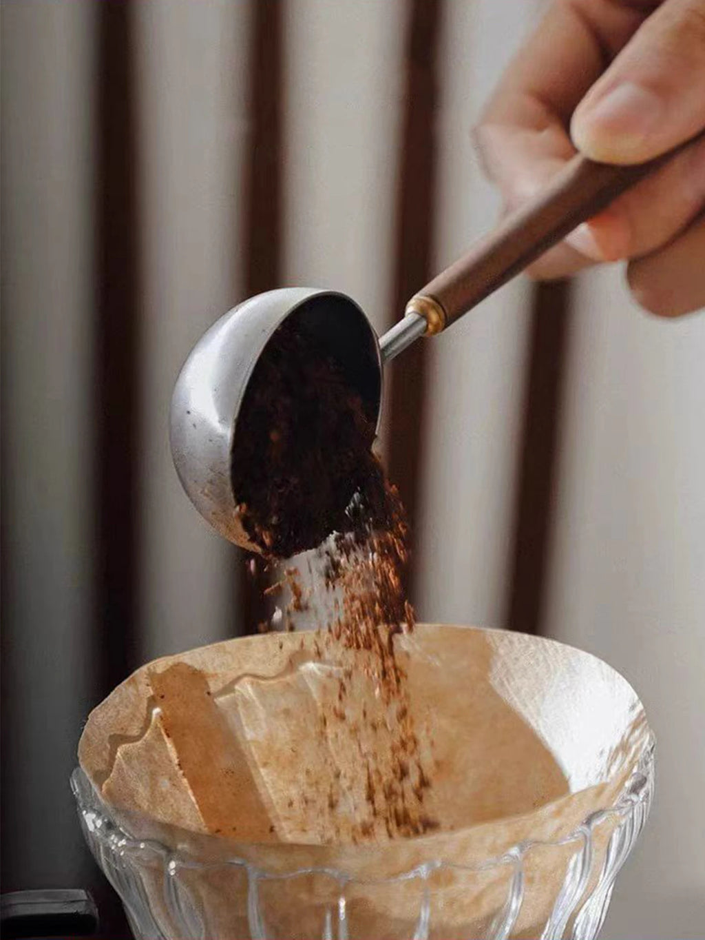 Coffee Spoon - Vintage Walnut Wood Handle, Stainless Steel Coffee Scoop ，Stainless Steel Tea Scoopand Seasoning Spoons