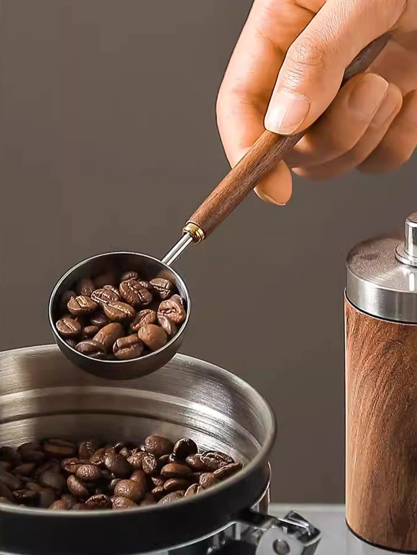 Coffee Spoon - Vintage Walnut Wood Handle, Stainless Steel Coffee Scoop ，Stainless Steel Tea Scoopand Seasoning Spoons