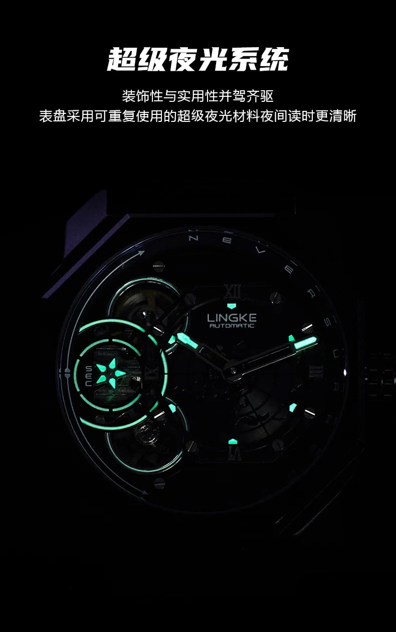 Mens Automatic Mechanical Watch for Man European American Business Leisure Wristwatches Silver Luminous Waterproof Men Watches