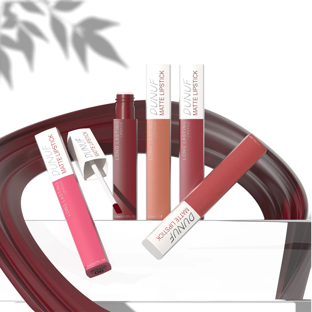 Long-Lasting Lip Gloss 1pcs: Matte Lipstick Non-Stick Cup Waterproof Nude Deep Red Mauve Christmas And Valentine's Day Gifts
