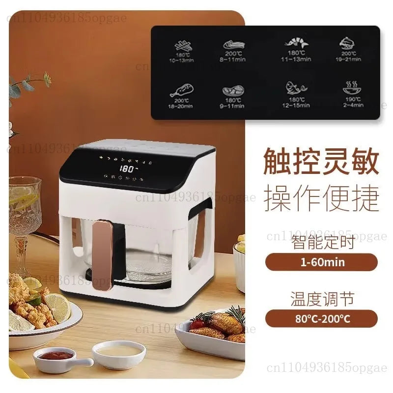 8.5L Air Fryer, Smart Temperature Control Oven, 110V / 220V Household Transparent All-glass Pot, Fully Automatic Electric Fryer
