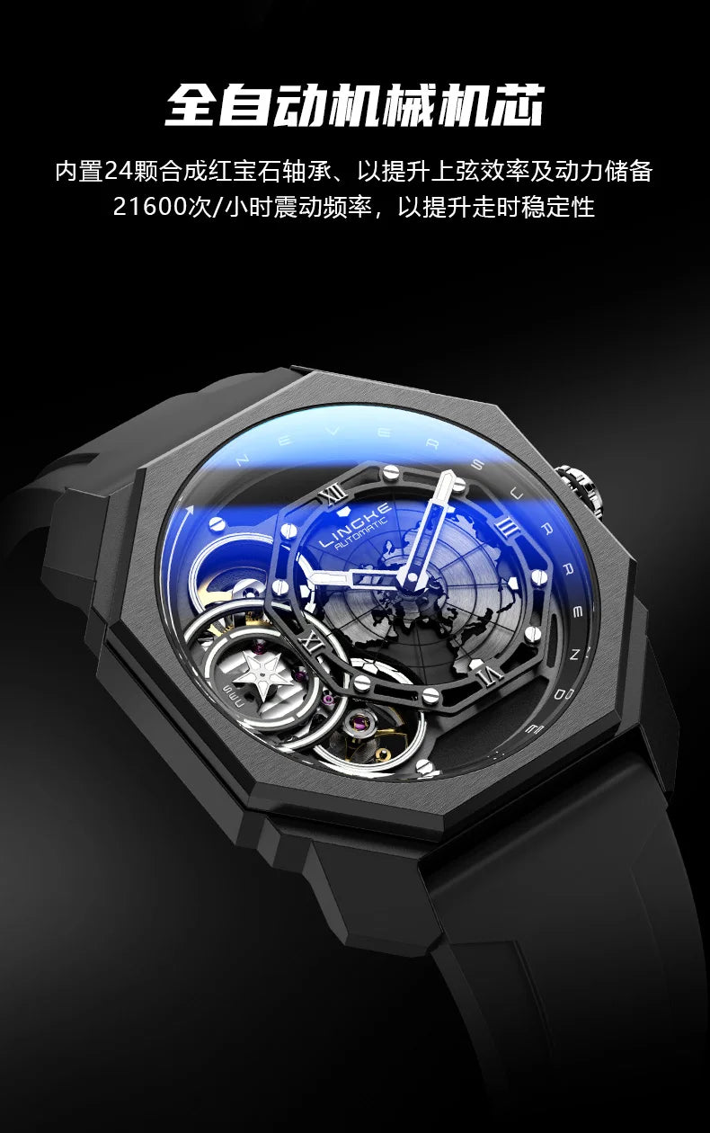 Mens Automatic Mechanical Watch for Man European American Business Leisure Wristwatches Silver Luminous Waterproof Men Watches
