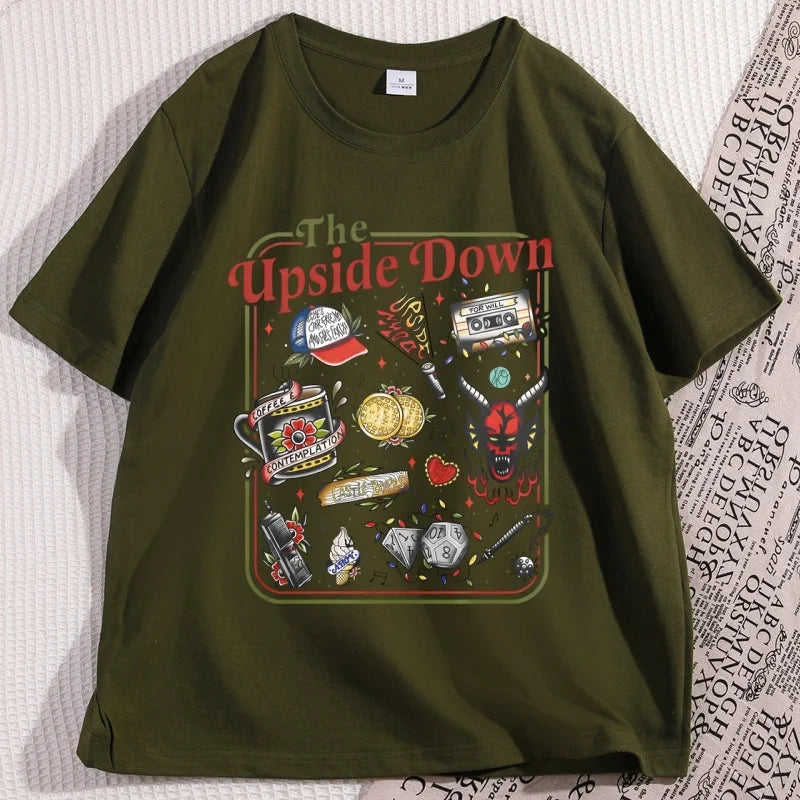 The Upside Down T Shirts for Man Woman Casual Cotton Short Sleeve T-shirt Round Neck Loose and Base Tshirt Graphic Tees