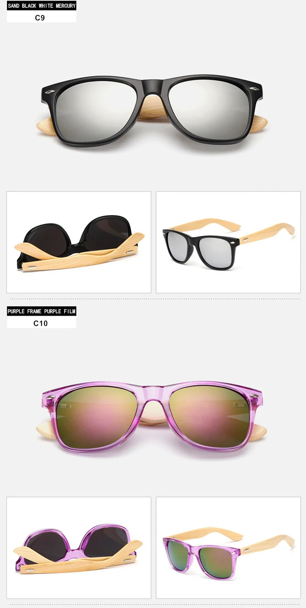 Natural Wooden Sunglasses for Men and Women, Polarized Fashion Sun Glasses with Original Wood Frame