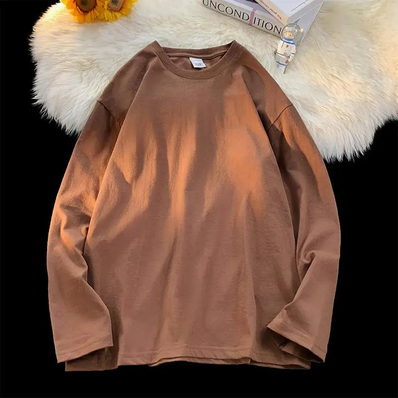 Men's Blank T-Shirt White S-3XL Oversized Solid Color Large Size Fashion Long Sleeve Top for Men And Women