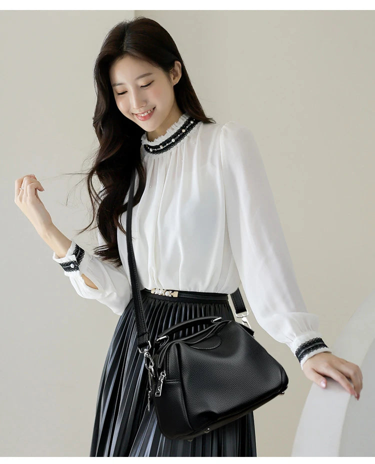 High Quality Soft Leather Tote Bag Fashion Women Shoulder Messenger Bag Large Capacity Wear-resistant Bag Luxury Handbag Sac