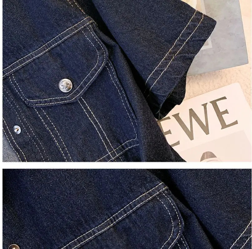 Women's Denim Jackets Streetwear Short Sleeve Summer Jean Jacket Outwear Ropa Mujer Fashion Retro Vintage Coat Cropped Tops