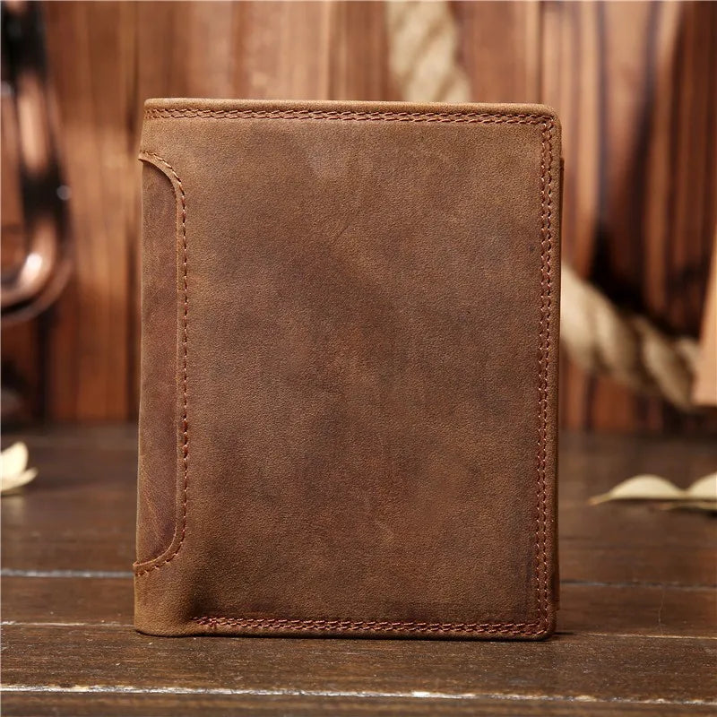 Genuine Leather Wallet for Men Mini Money Bags Short Purse Credit Card Holder Cash Coin Pocket Male Small Solid Standard Wallets