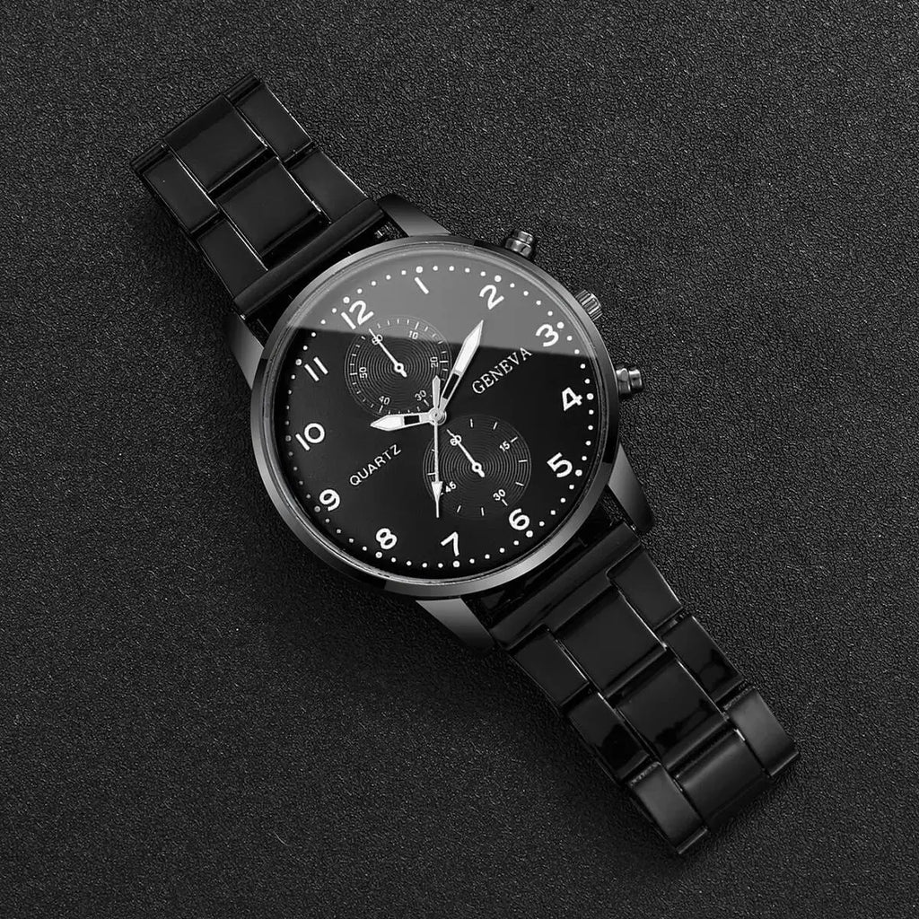 Mens Business Watches Fashion Quartz Wrist Watch for Man Black Clock Reloj Hombre（Without Box）