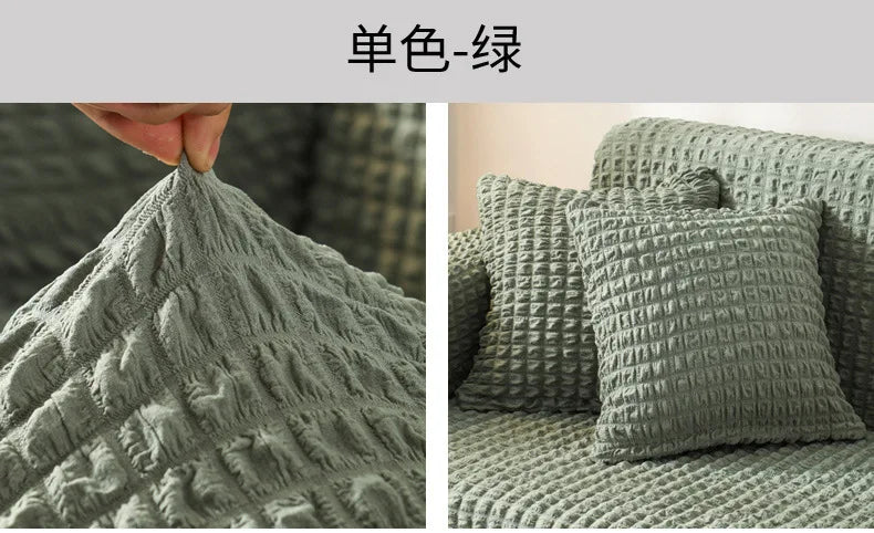 Sofa Cover for Living Room Thick Ruffled Seersucker Elastic L Shaped Corner Sofa Cover 1/2/3/4 Seater Cover for Sofa