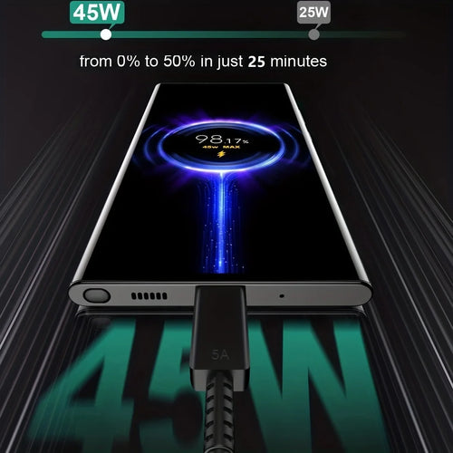 45W PD Fast Charging For Samsung Galaxy S22 S23 Ultra Note10 Plus Mobile Phone USB Type C Cable Fast Quick Charging Wall Adapter