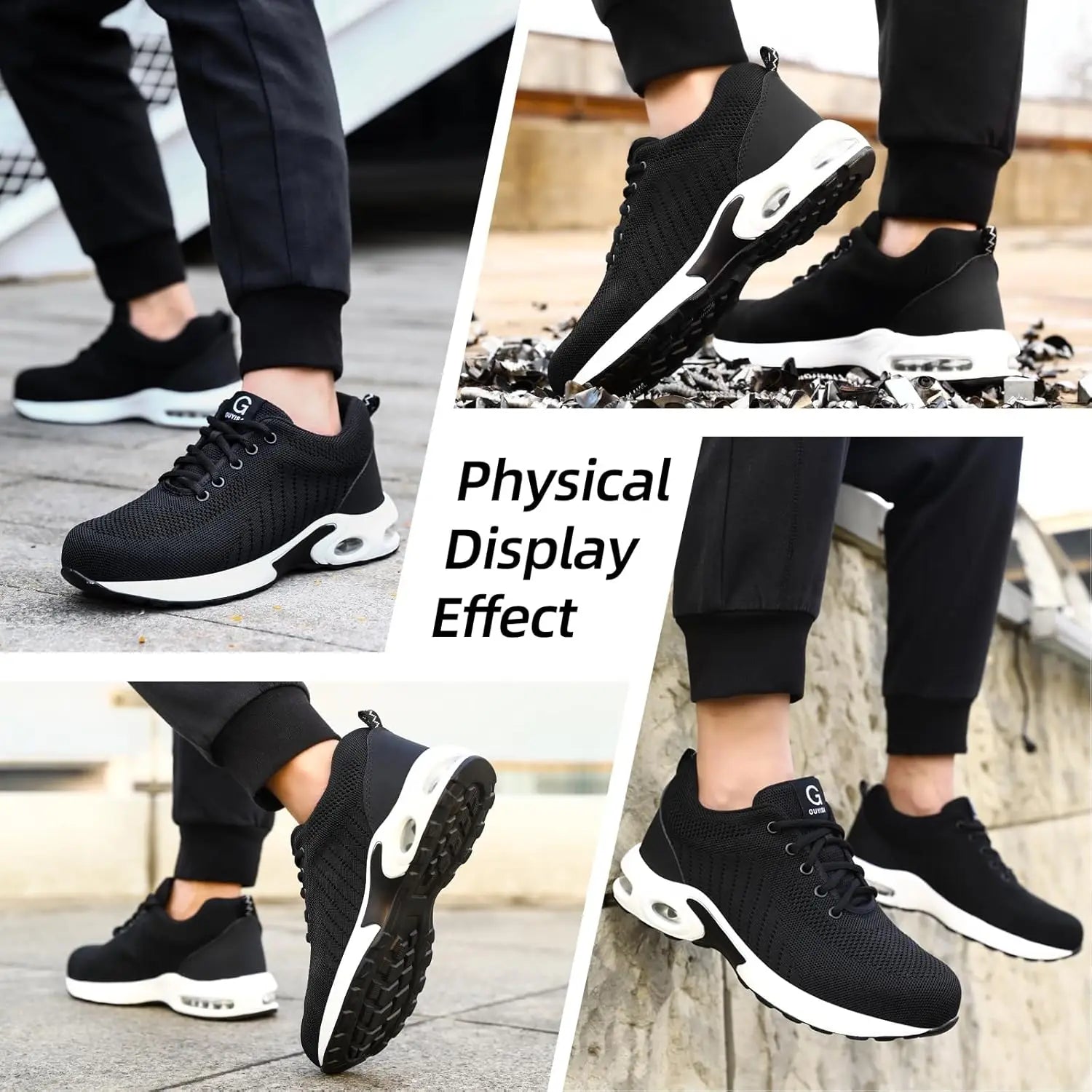 Steel Toe Shoes Women Lightweight Safety Shoes Air Cushion Comfortable Slip Resistant Indestructible Puncture Proof Work Shoes