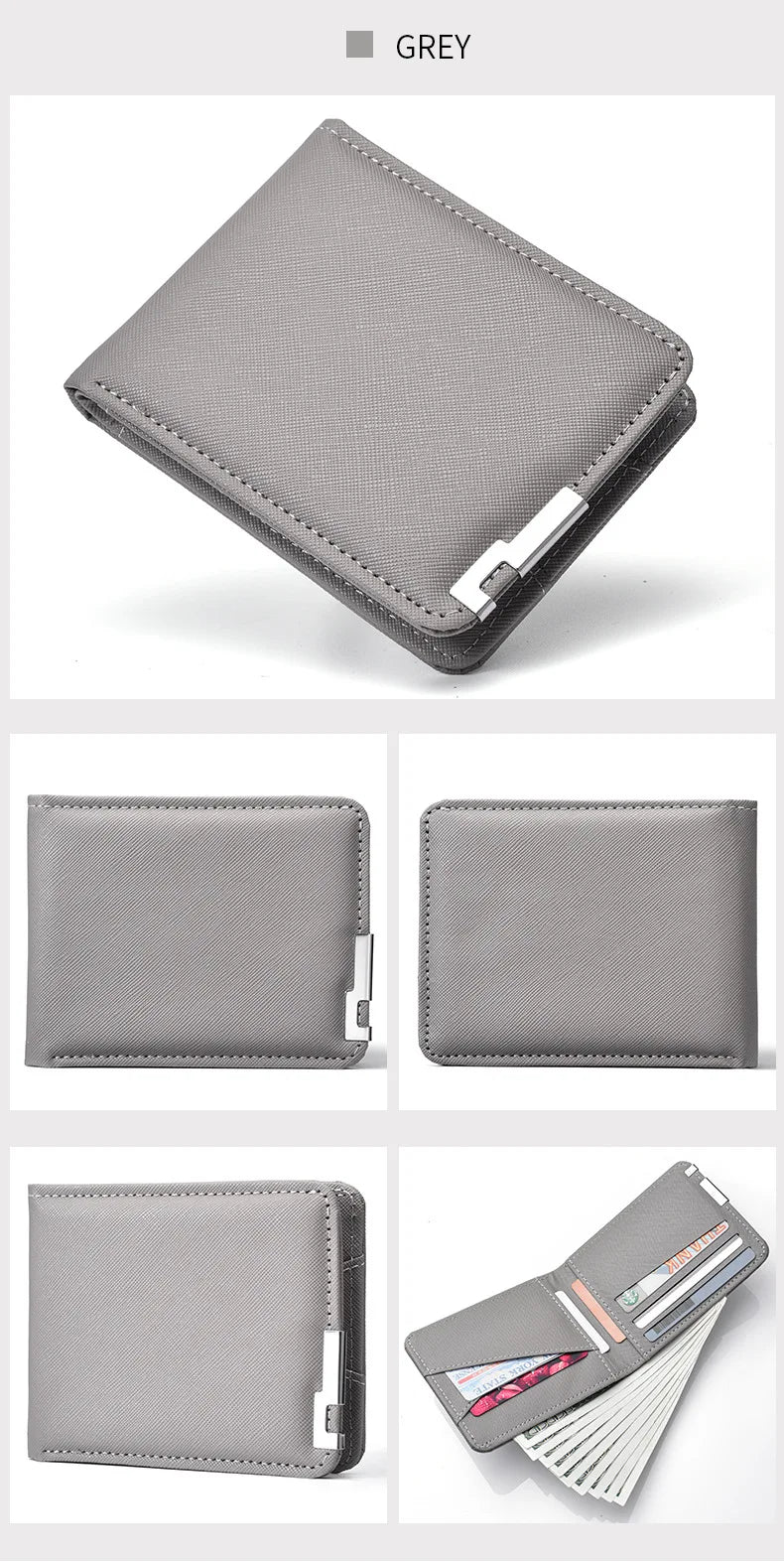 Men's Slim Wallet – PU Leather, Multi-Card Holder with Metal Accent, Lightweight & Stylish for Daily Use