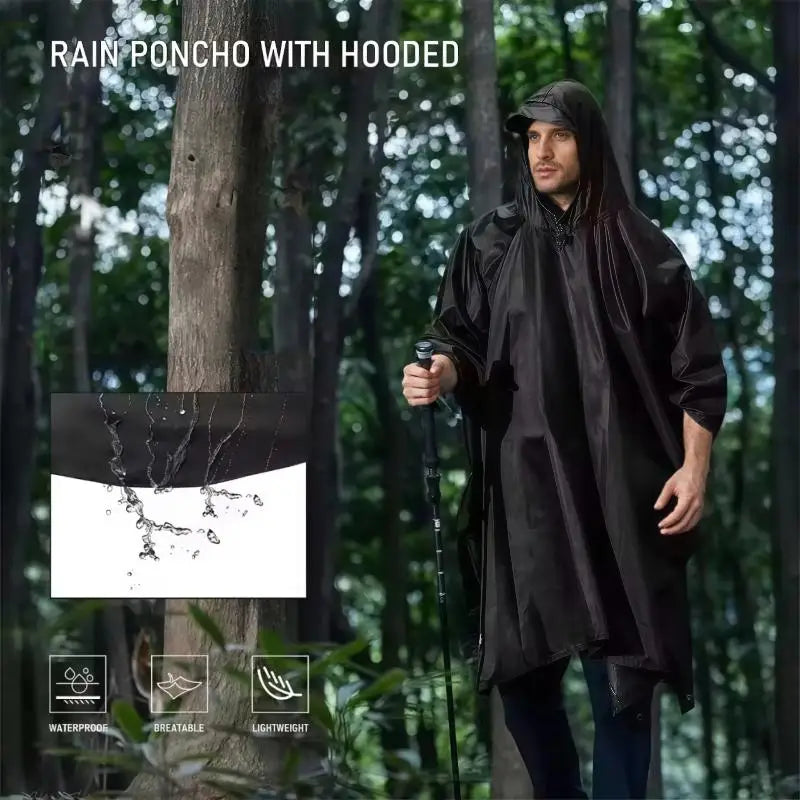 Rain Coat Travel Raincoat Waterproof Rain Poncho Hooded Sun Shelter For Outdoor Camping Hiking Fishing Cycling Climbing