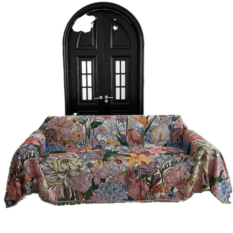 Slipcover American Style Countryside Floral Sofa Towel Sofa Cover Blanket Outdoor Camping Leisure Blanket