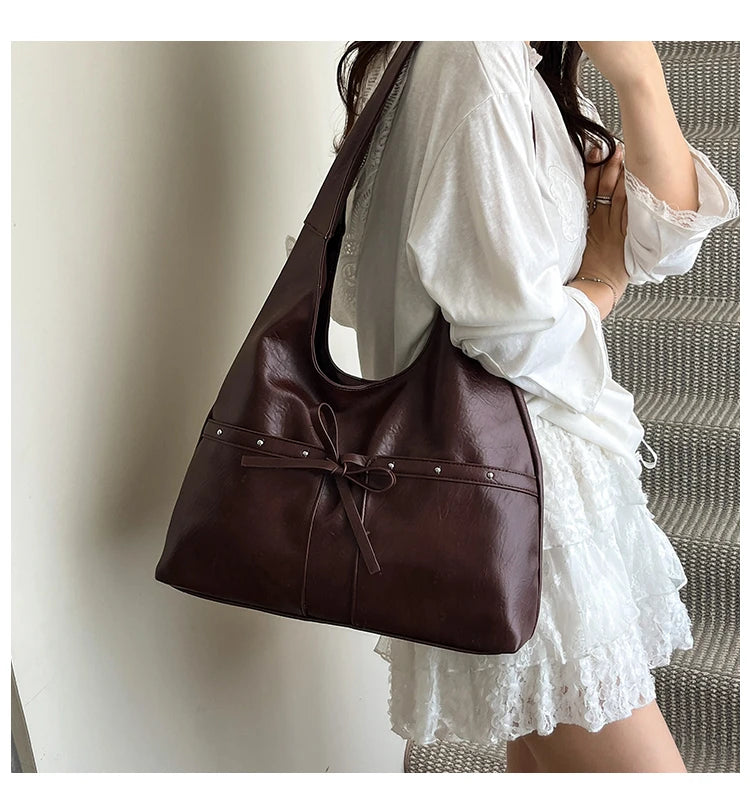 PU Large Capacity Hasp Tote Bags Solid Color High Quality Ladies Bags 2025 Hot Sale Light Luxury Commuting Women's Handbags