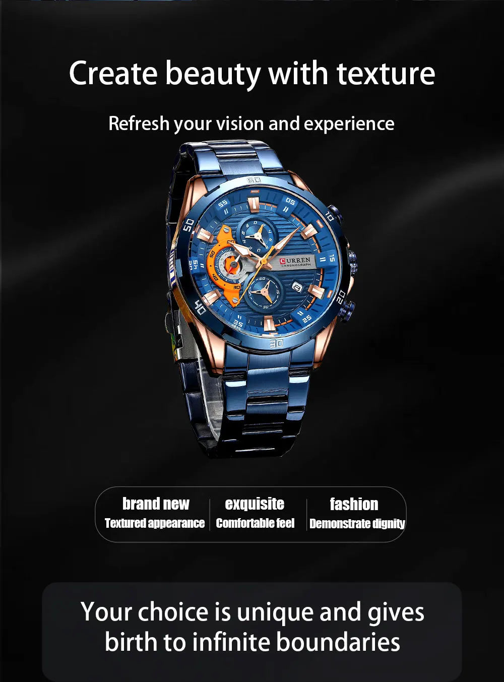 Stainless Steel Watches for Mens Creative Fashion Luminous Dial with Chronograph Clock Male Casual Wristwatches Business