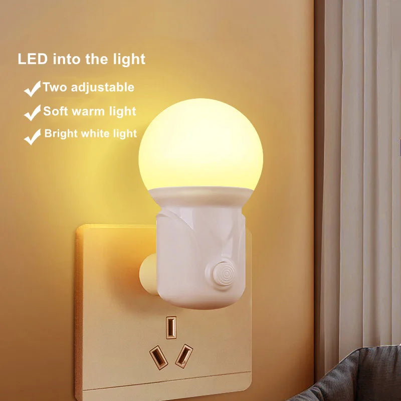New Saving Sensor Light Control Plug-in LED Sleep Night Light With Switch Baby Feeding Bedroom Wake Up Decoration Bedside Lamp