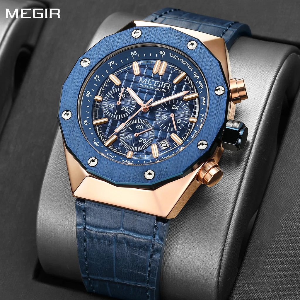 2026 New Watches for Men Leather Mens Military Sport Waterproof Watch Quartz WristWatch Chronograph Male Clock