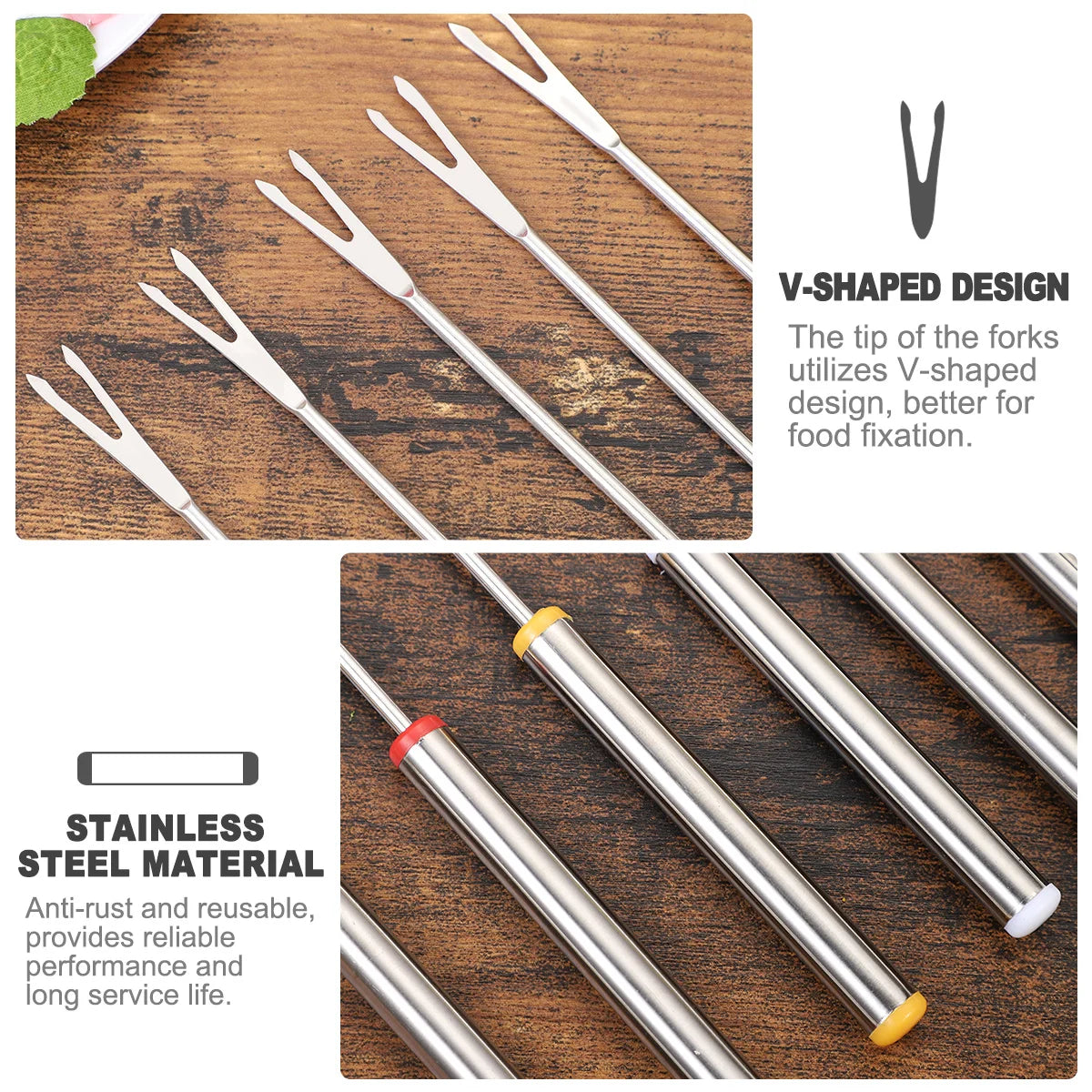 Fondue Fork Stainless Steel 12pcs 24cm with Heat Resistant Grip for Cheese Desserts Fruits Baking Roasting Kitchen Use