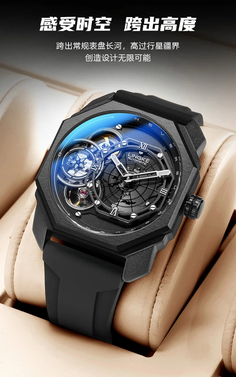 Mens Automatic Mechanical Watch for Man European American Business Leisure Wristwatches Silver Luminous Waterproof Men Watches