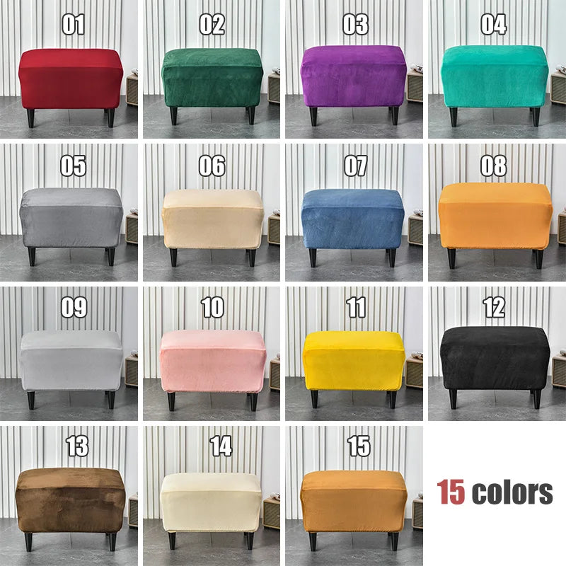 American Style Footstool Cover  Rectangle Elastic Ottoman Cover High Quality Velvet Furniture Protector Footrest Slipcover
