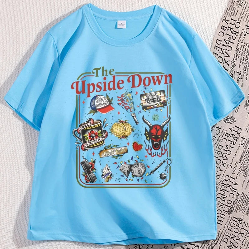 The Upside Down T Shirts for Man Woman Casual Cotton Short Sleeve T-shirt Round Neck Loose and Base Tshirt Graphic Tees
