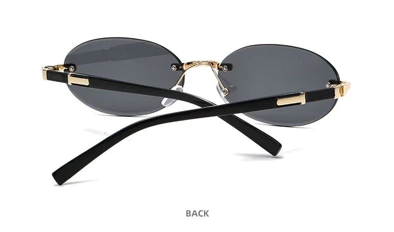 Popular Women Shades Oval Sun Glasses for Female Male Summer Glasses UV400 Rimless Sun Glasses Round Fashion Gafas De Sol Очки