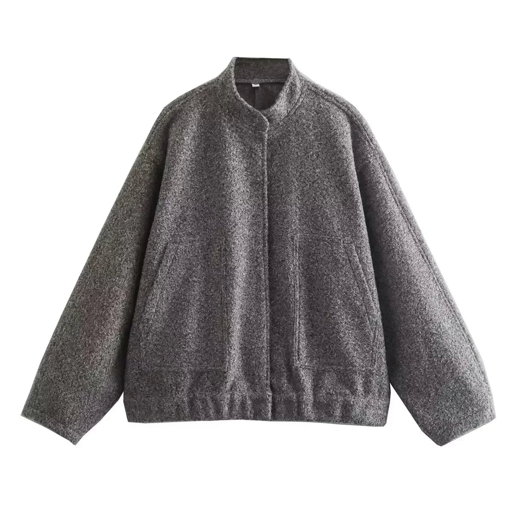 Casual Jackets For Women Fashion Chic Lady Long Sleeves Mock Neck Warm Coat Top Female Autumn Outwear Bomber Jackets Coats